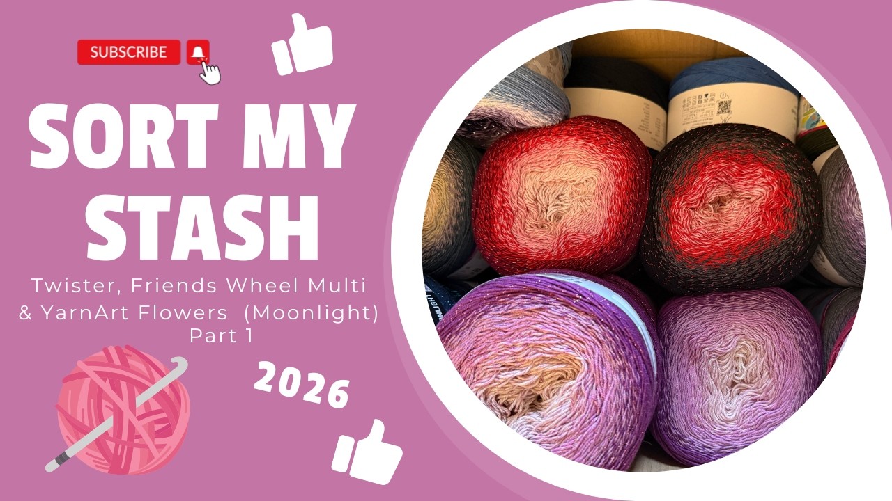 Разбор моих запасов пряжи 2026 — Цветы из пряжи Hobbii Twister и YarnArt — Часть 1