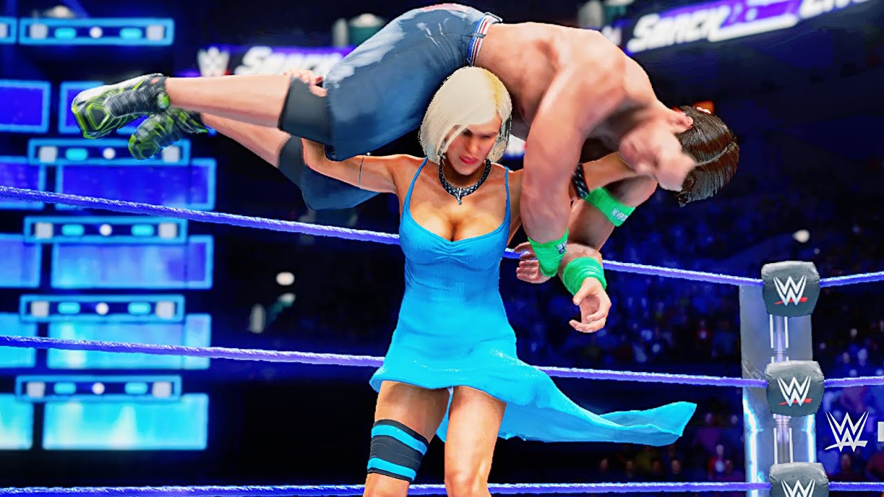 WWE 2K20: John Cena vs Lana 1 (barefoot dress), Intergender Wrestling