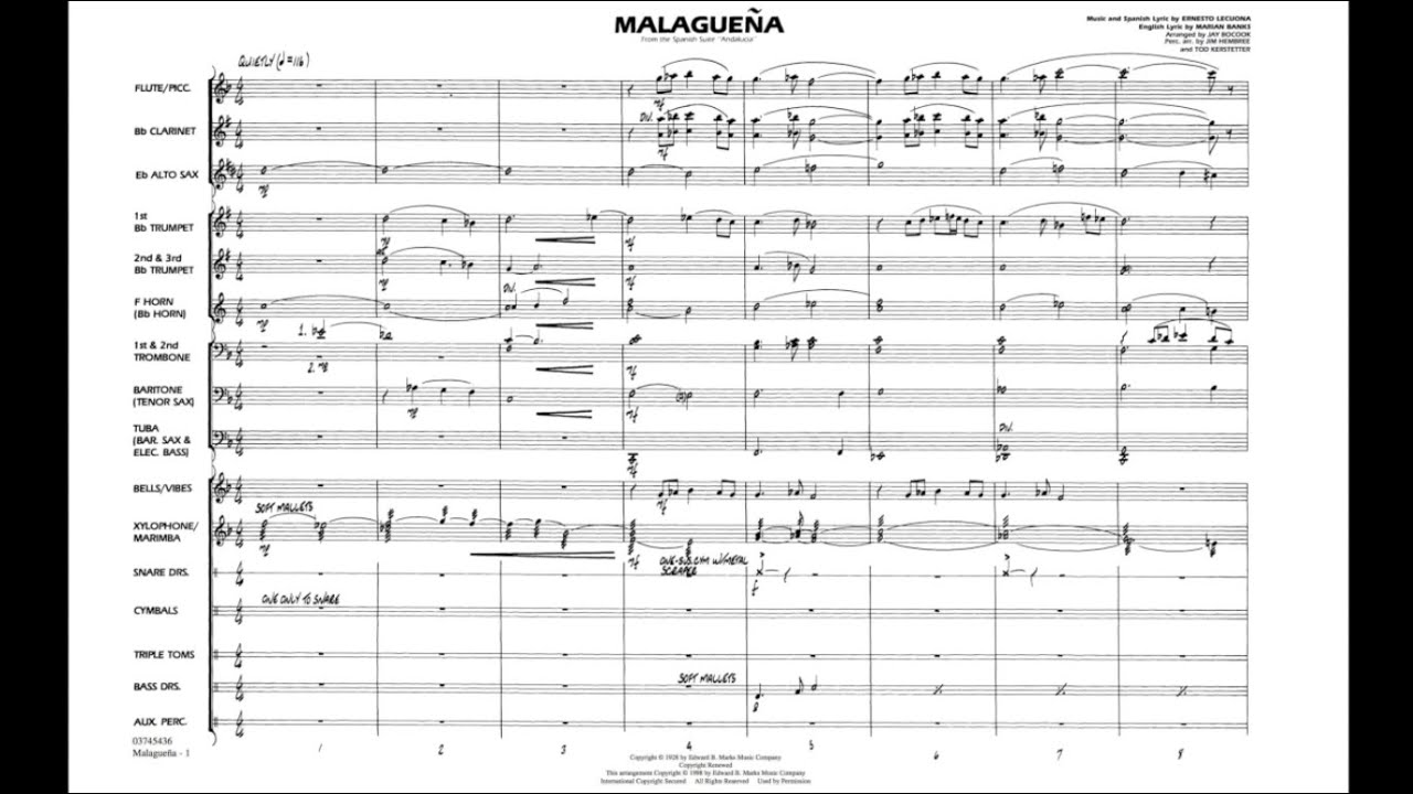 Malagueña by Ernesto Lecuona/arr. Jay Bocook