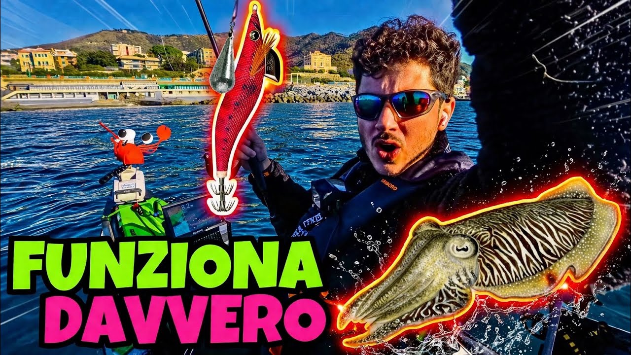 Pesca dei DENTICI dal kayak a modo mio- calamari e SEPPIE a traina