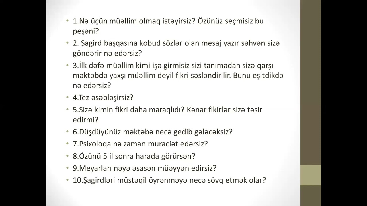 Müsahibə sualları-1. İzah. Şəmsi Rəhman 050 582 50 87