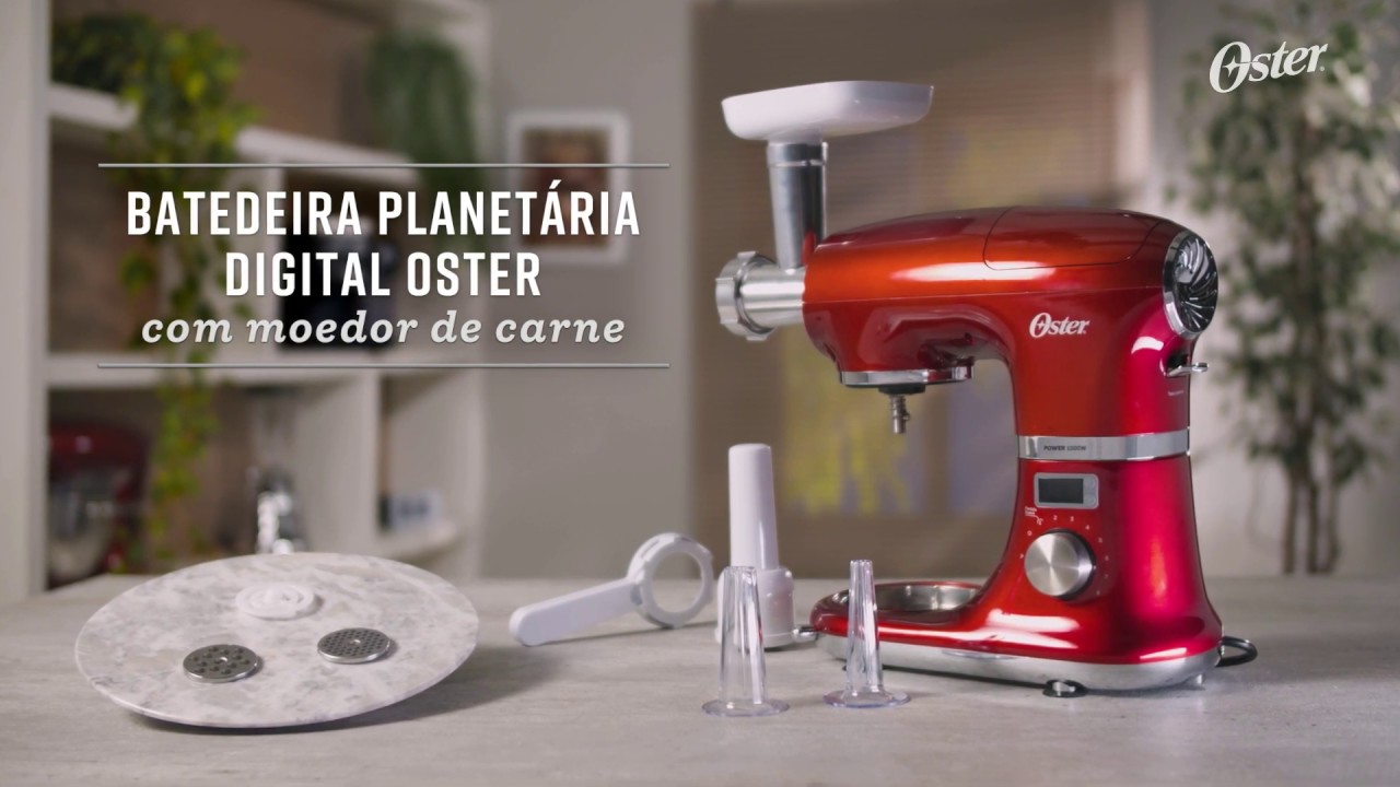 Batedeira Planet&aacute;ria Digital Oster&reg; Bowl Inox 5L | Kit Moedor de Carne