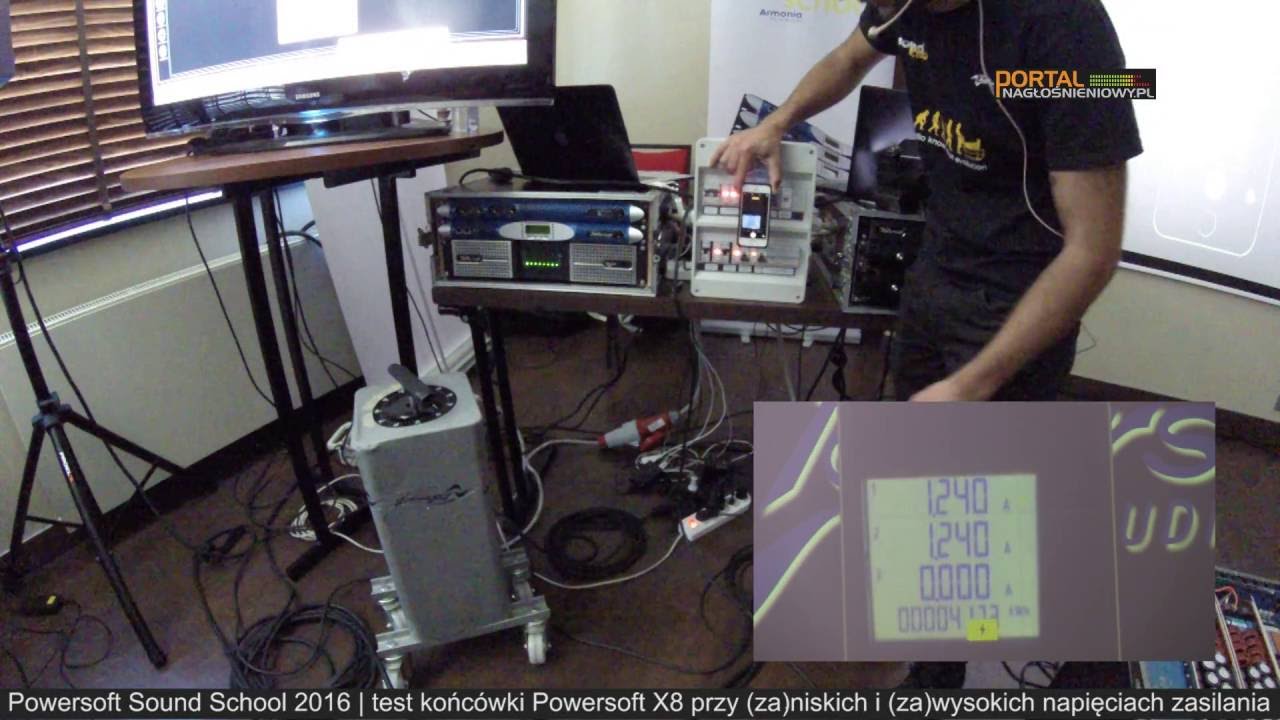 Powersoft X8 stress test - voltage and phase power