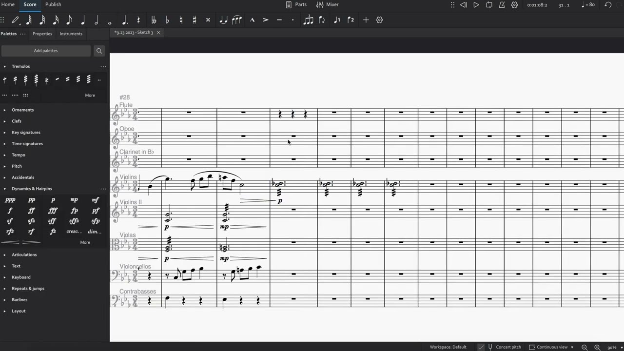 Composing for an hour in MuseScore 4