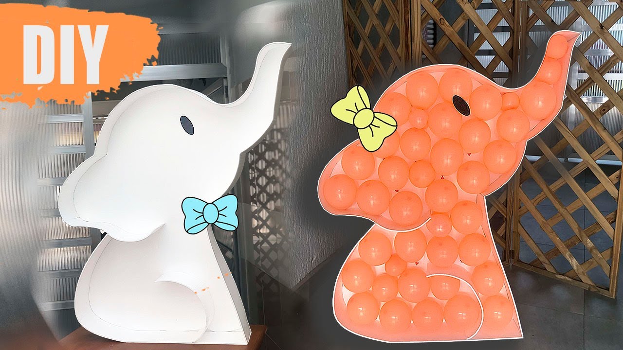 DIY Decoração chá de bebê:  Elefante Escultura Mosaico de Balões
