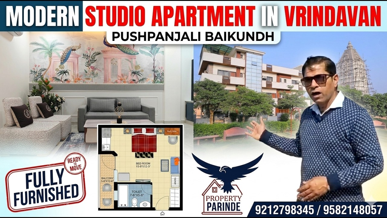 💥 Ready to Move Fully Furnished Studio Apartment  in Vrindavan | Gopnanda Society Baikunth Dham 1
