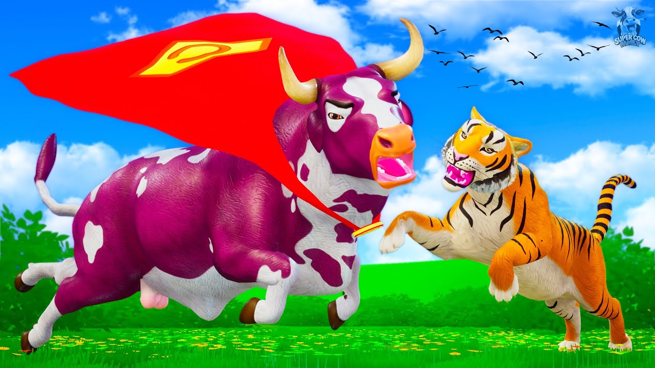 Super Cow Takes on Crazy Bull Calf: An Epic Battle to Save Animal Friends | Funny Animal Adventures!