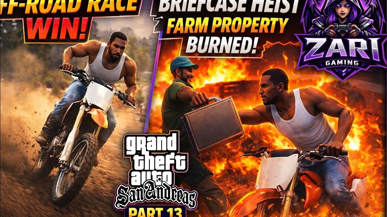 CJ Wins Off-Road Race & Steals Secret Briefcase | Farm Fire Mission | GTA SA Part 13