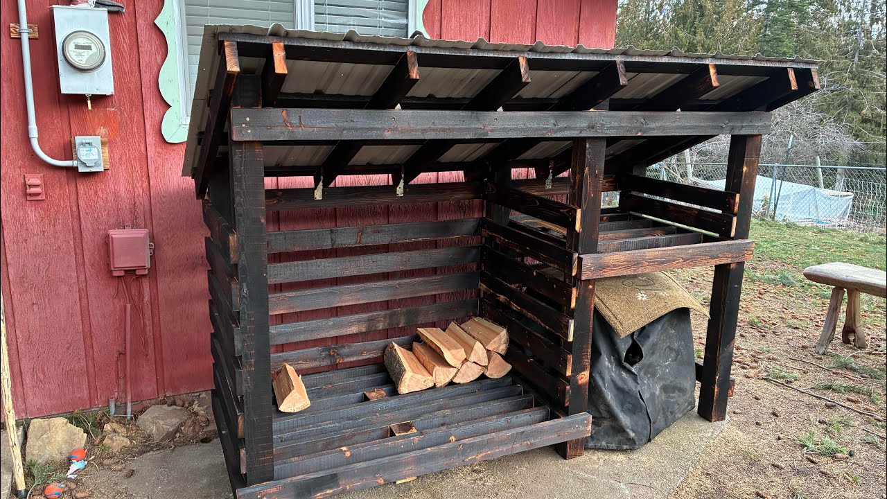 Firewood rack build. Using Shou Sugi Bon Japanese wood preservation technique.