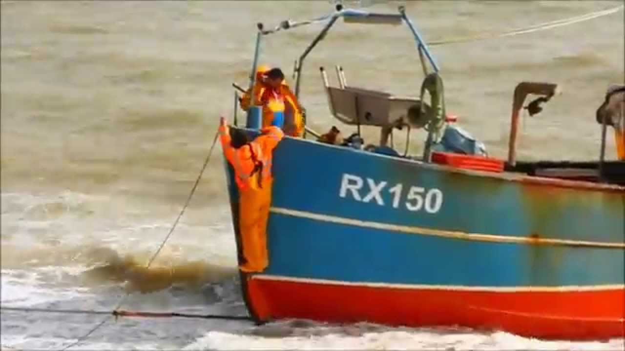 Fishing boat landing at Hastings