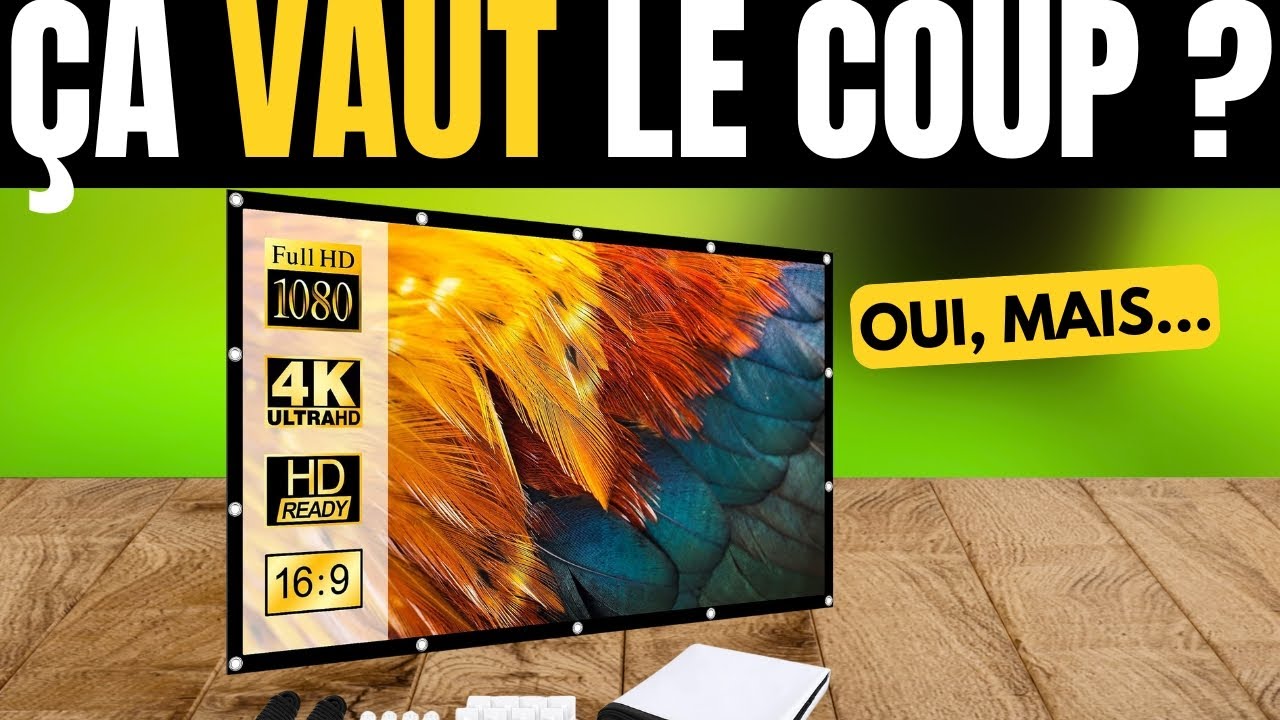 Écran de Projection Portable 120" – Format 16:9 HD, Anti-Rides, Lavable, Double Face