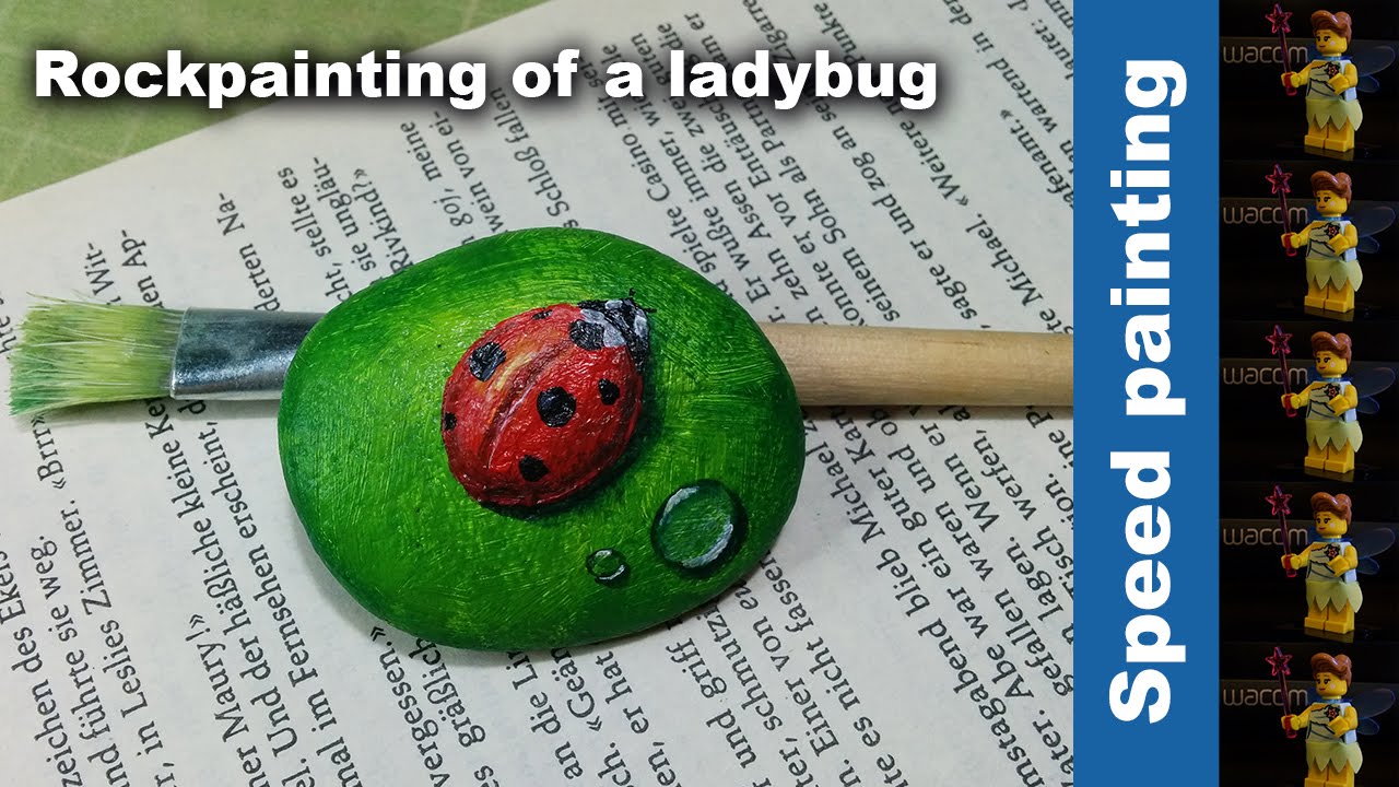 Speed Painting - Rock painting of a ladybug - Steine bemalen Marienkäfer