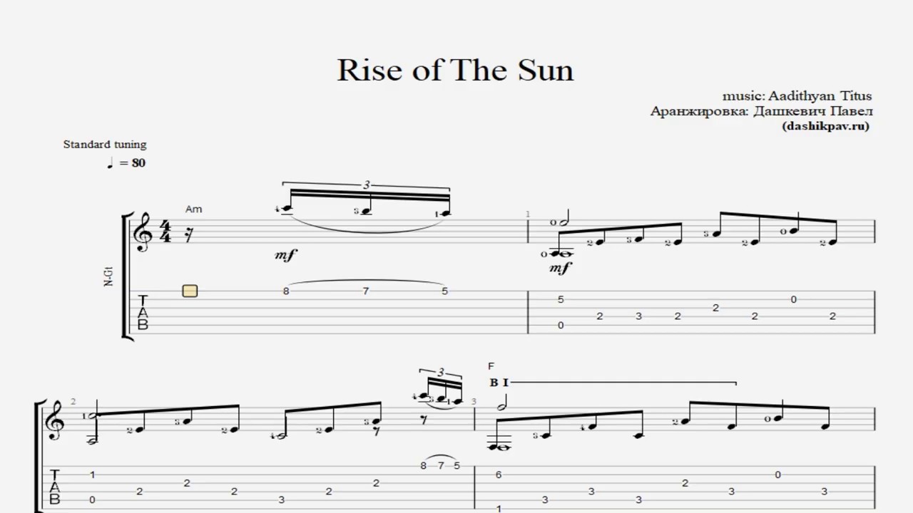 Rise of The Sun | Fingerstyle Guitar | Free Tab & Sheet | Pdf & Gp5