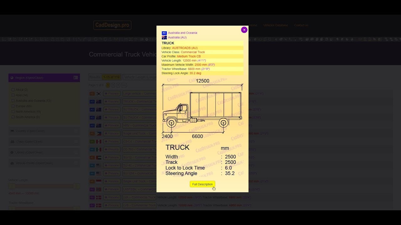 Commercial Truck Vehicles swept path analysis Vehicle Tracking