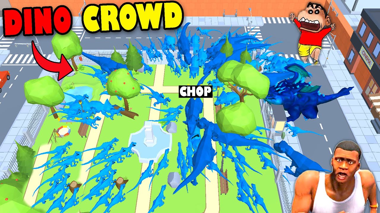 NOOB vs PRO vs HACKER in DINO CROWD with CHOP SHINCHAN and FRANKLIN