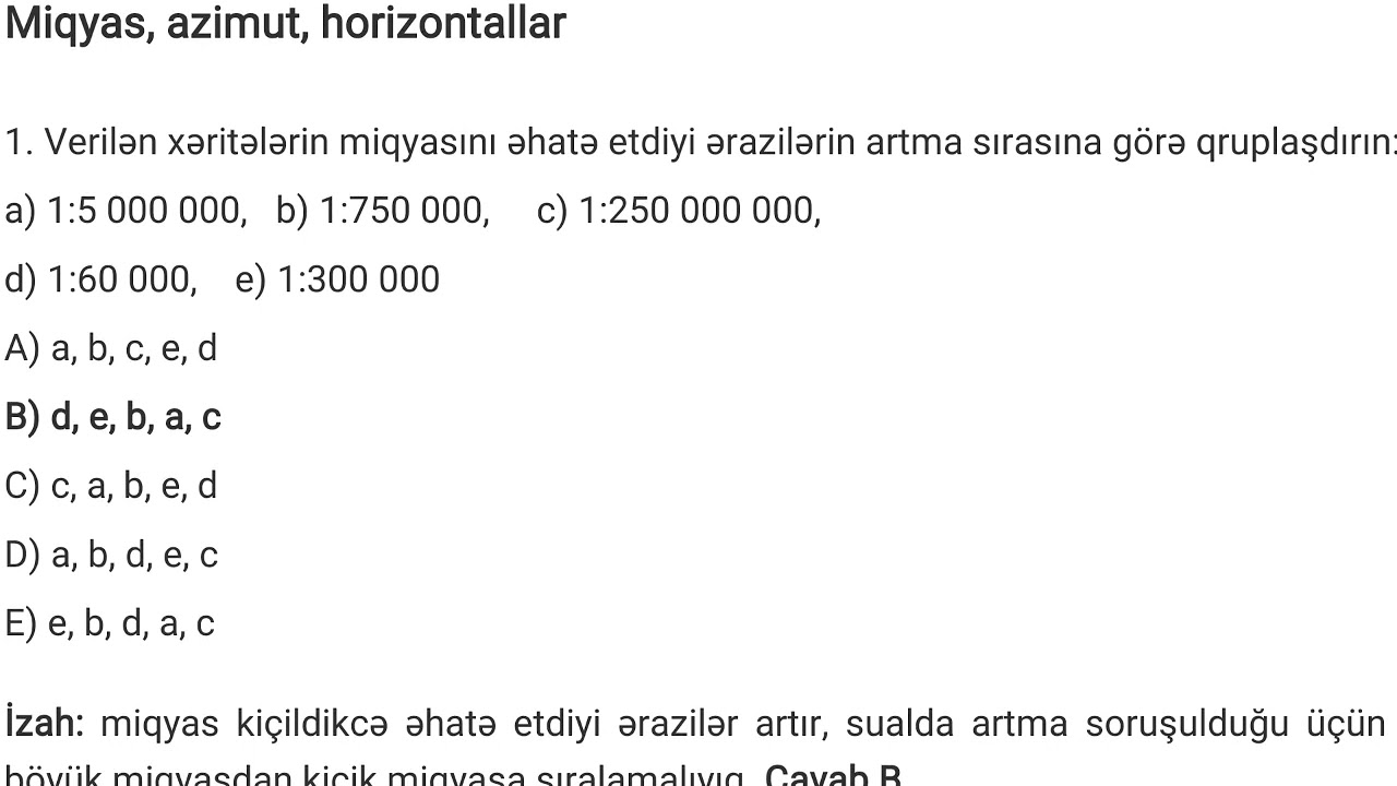 Azimut, horizontal, miqyas məsələləri -1