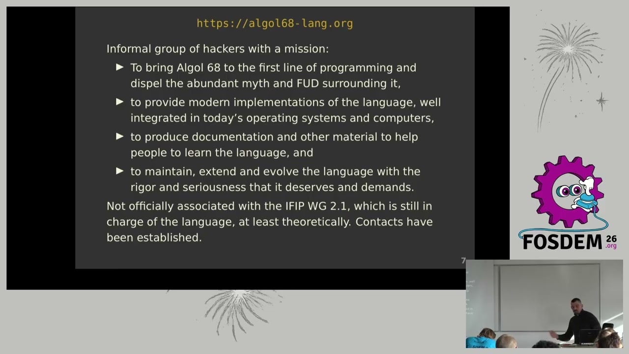 ga68, the GNU Algol 68 compiler at FOSDEM 2026
