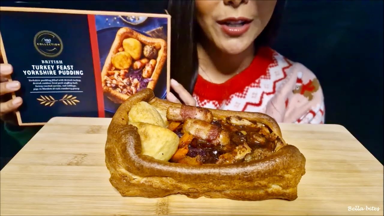 ASMR Mukbang  M&S British Turkey Feast Yorkshire Pudding