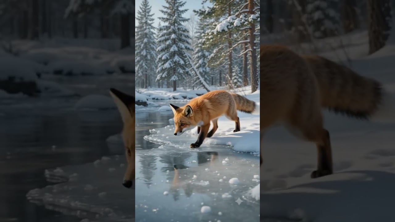 🦊 Baby Fox Falls Through the Snow&hellip; Then Sees THIS! 😱❄️ #Shorts