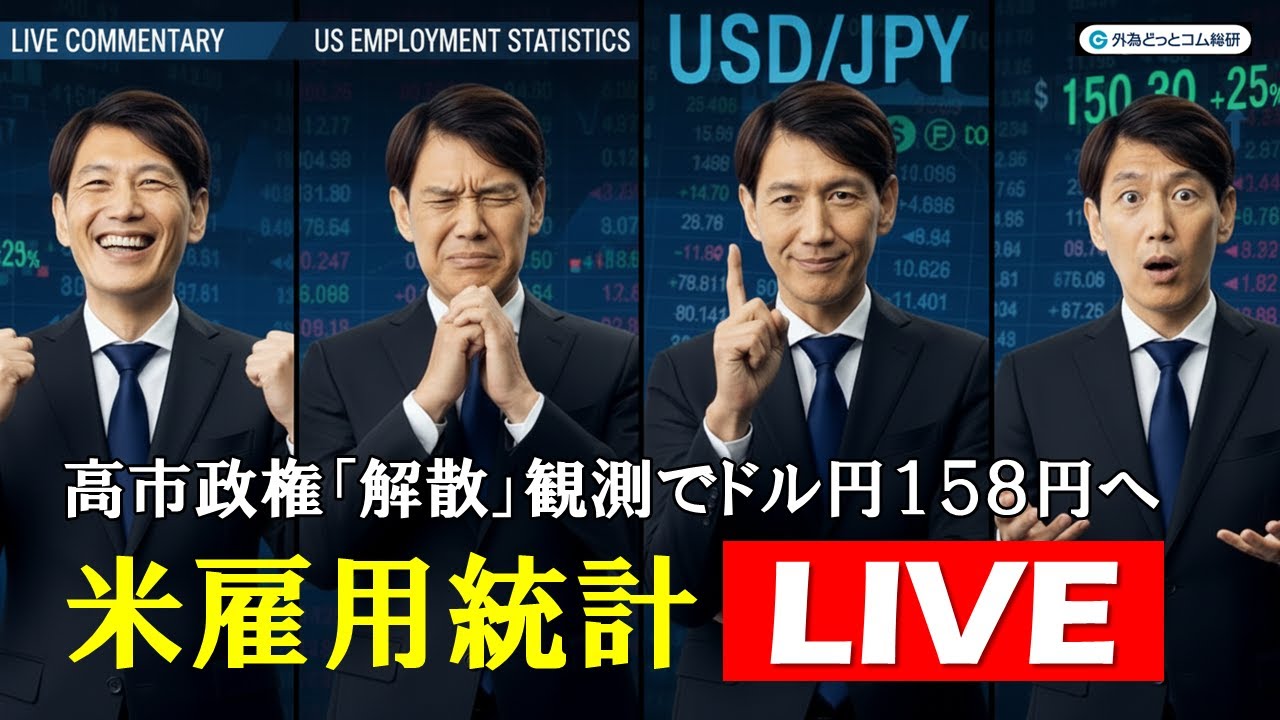 FX実践解説、高市政権「解散」観測でドル円158円へ（2026年1月9日)