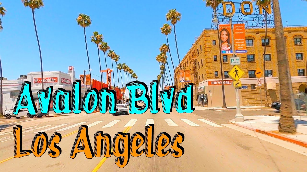 Avalon Blvd, LongBeach to Downtown LA! Los Angeles Local Drive Tour. HD