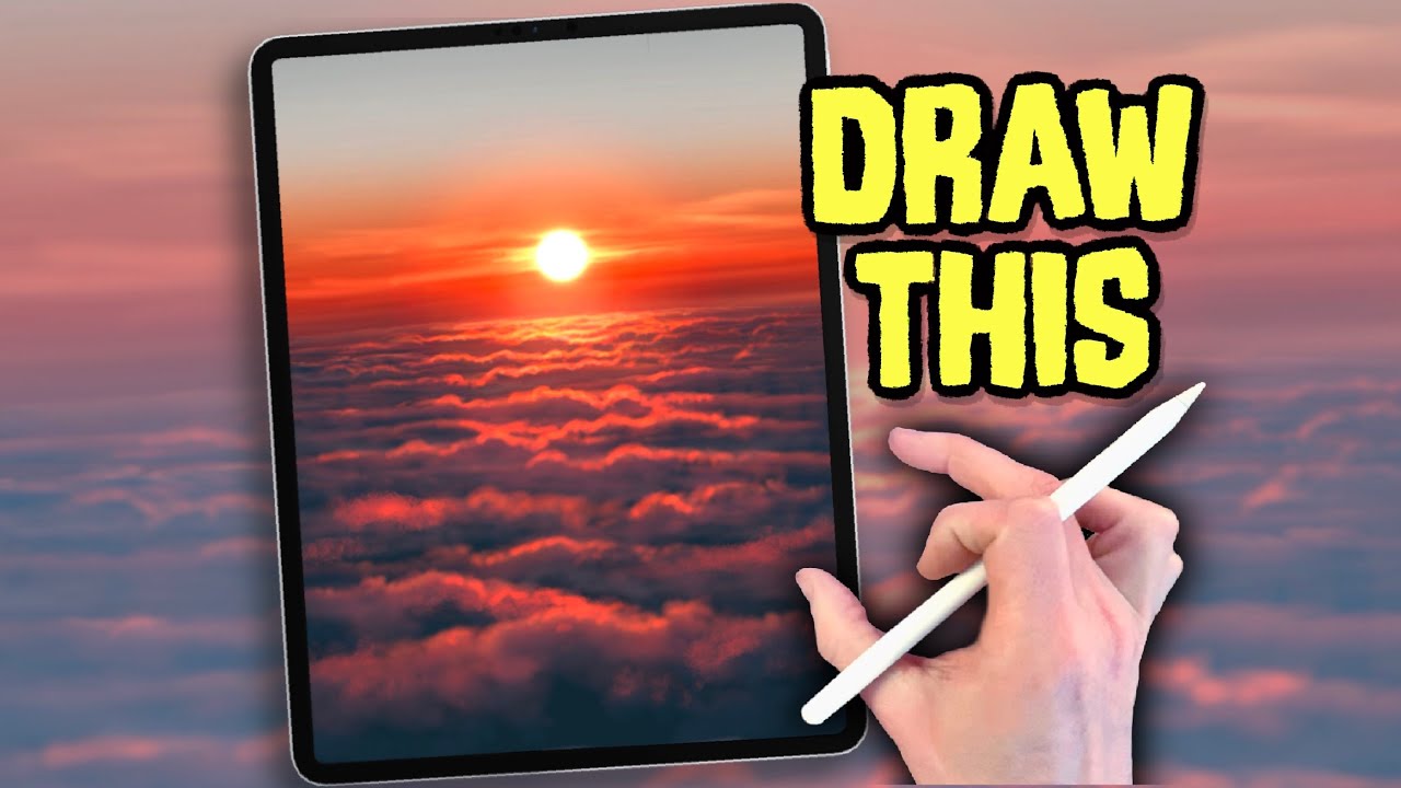 EASY PROCREATE DRAWING Tutorial in simple steps - Clouds Sky Sunrise