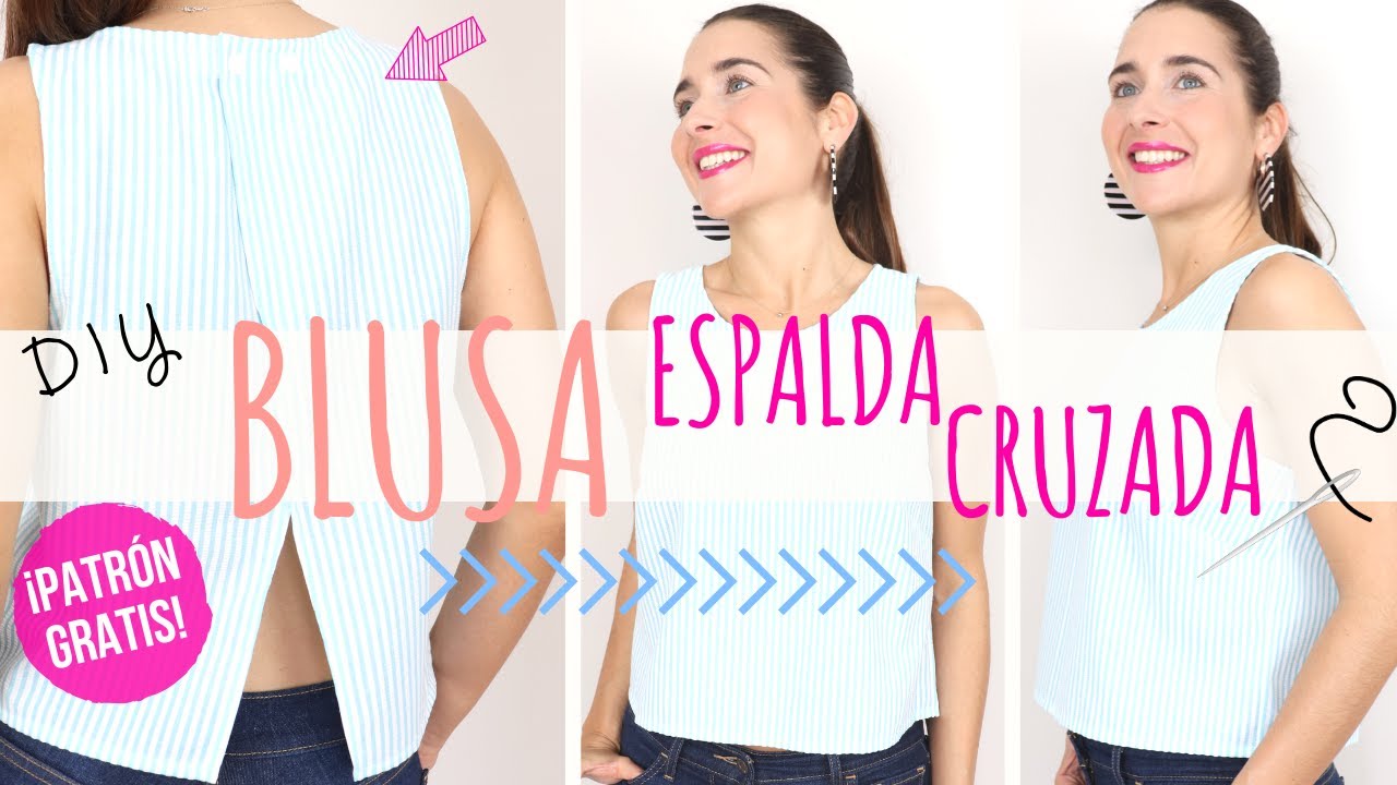 Cómo hacer una BLUSA con la espalda cruzada - PATRONES GRATIS - Krissa Crop top tutorial
