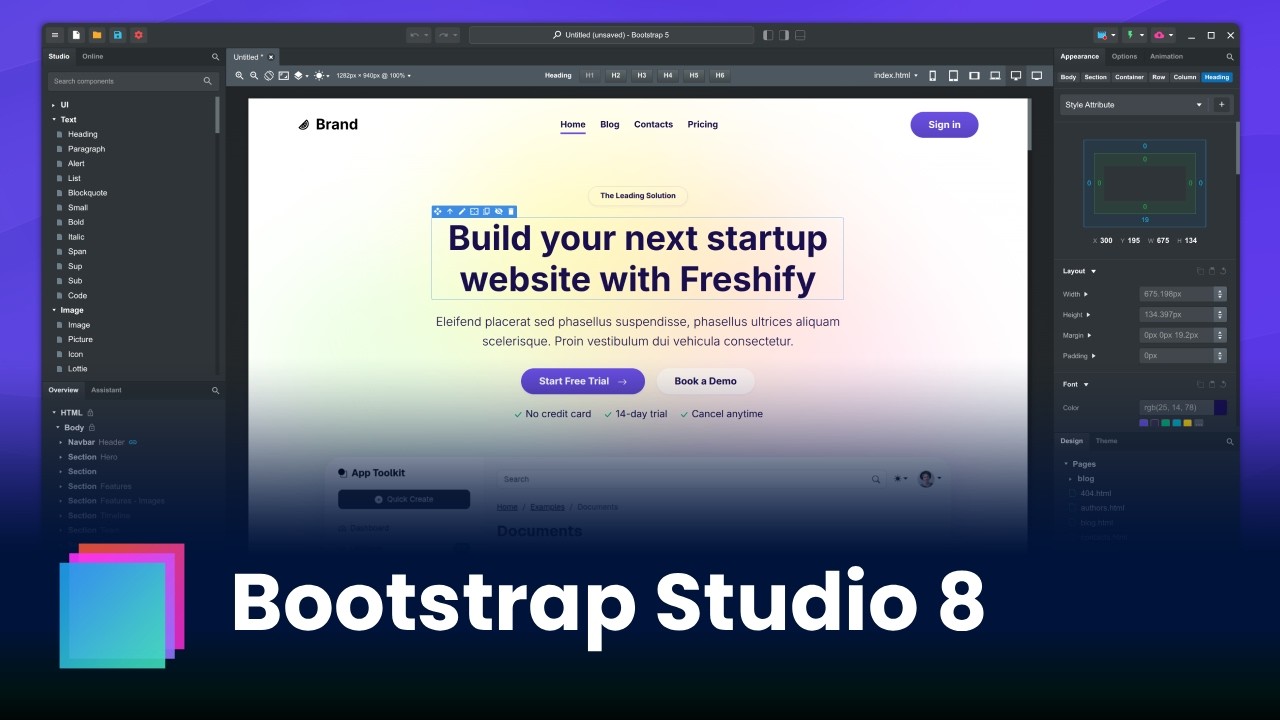 Что нового в Bootstrap Studio 8?
