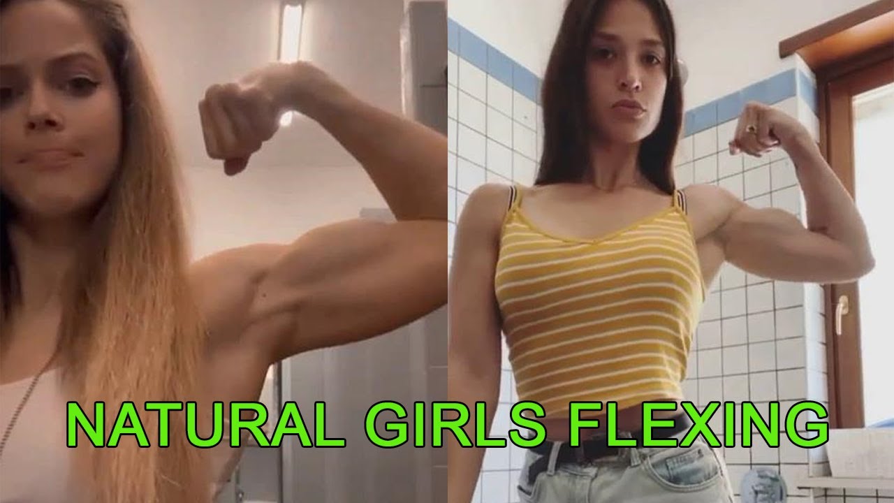 NATURAL GIRLS FLEXING THEIR BICEPS AND ARM WRESTLING