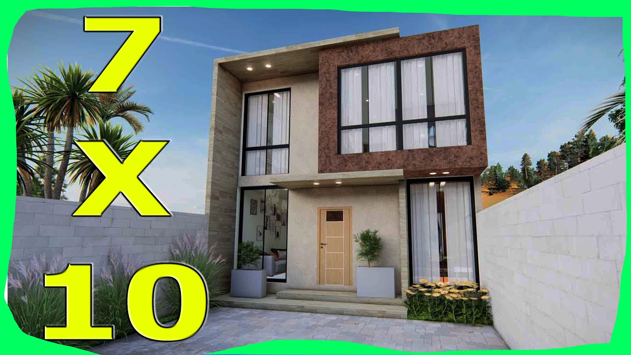 Casa 7x10 metros DOS Pisos con 4 Recamaras (Fachadas de Casas Modernas)