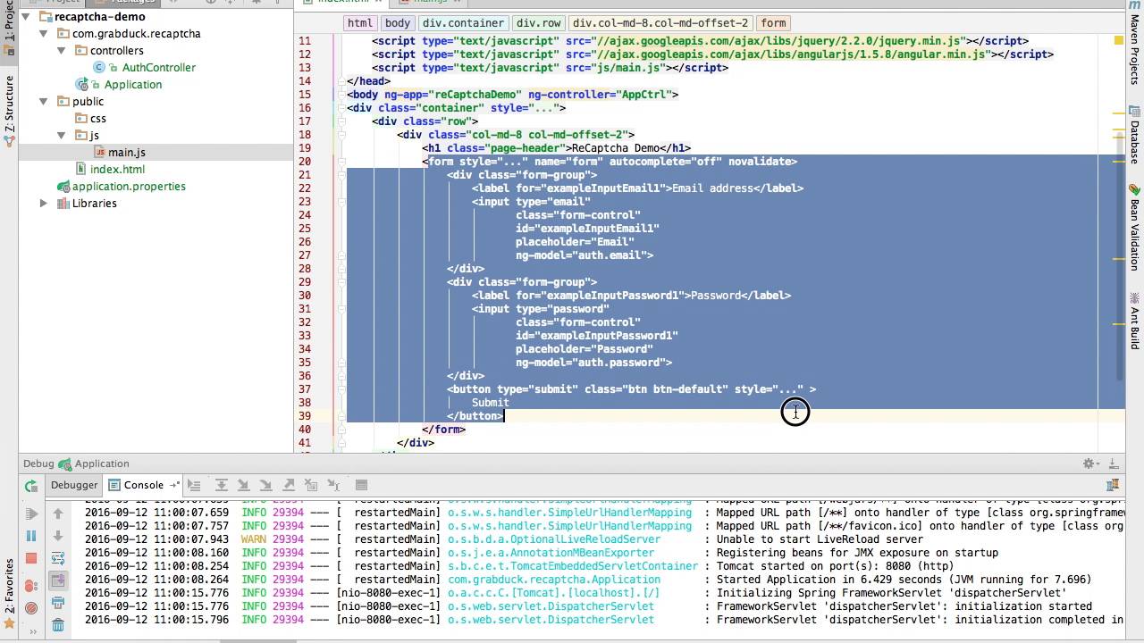 Spring на практике - Google reCaptcha на AngularJS и Spring #1