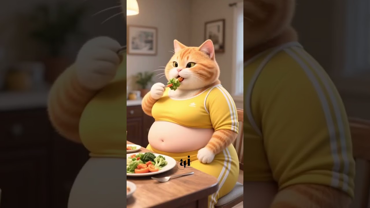 Chubby cat convert her body in slim feet cat😻