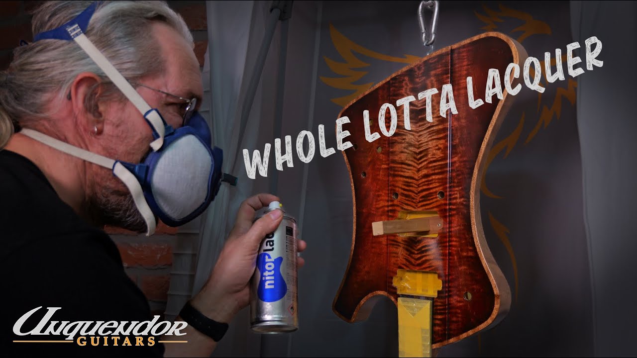 Spraying High Gloss Nitro Finish on this Guitar | Phoenix Rising Guitar Building Series Episode 19