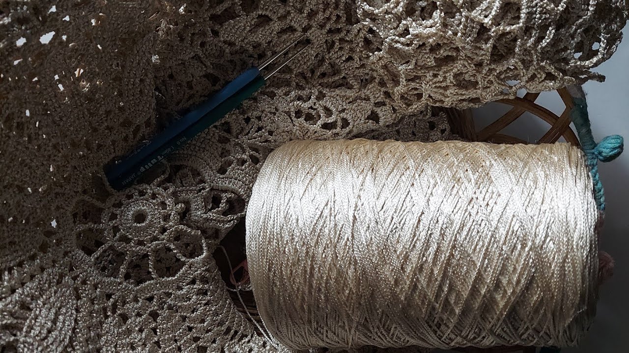 كروشية 🧶 ريفيو عن خيط الحرير السلسلة 🔗 ومعلومات عن المفرش المدور 💗