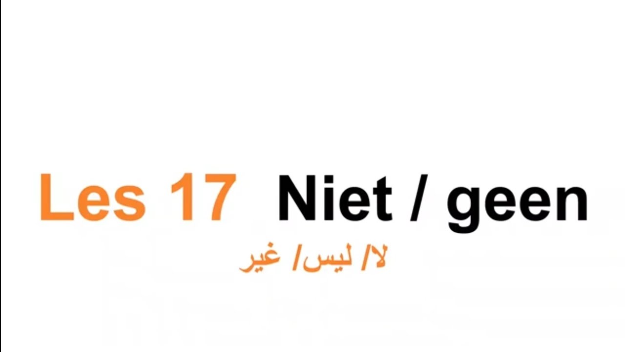 Grammatica A2 قواعد| Les 17 Niet; geen لا ليس غير