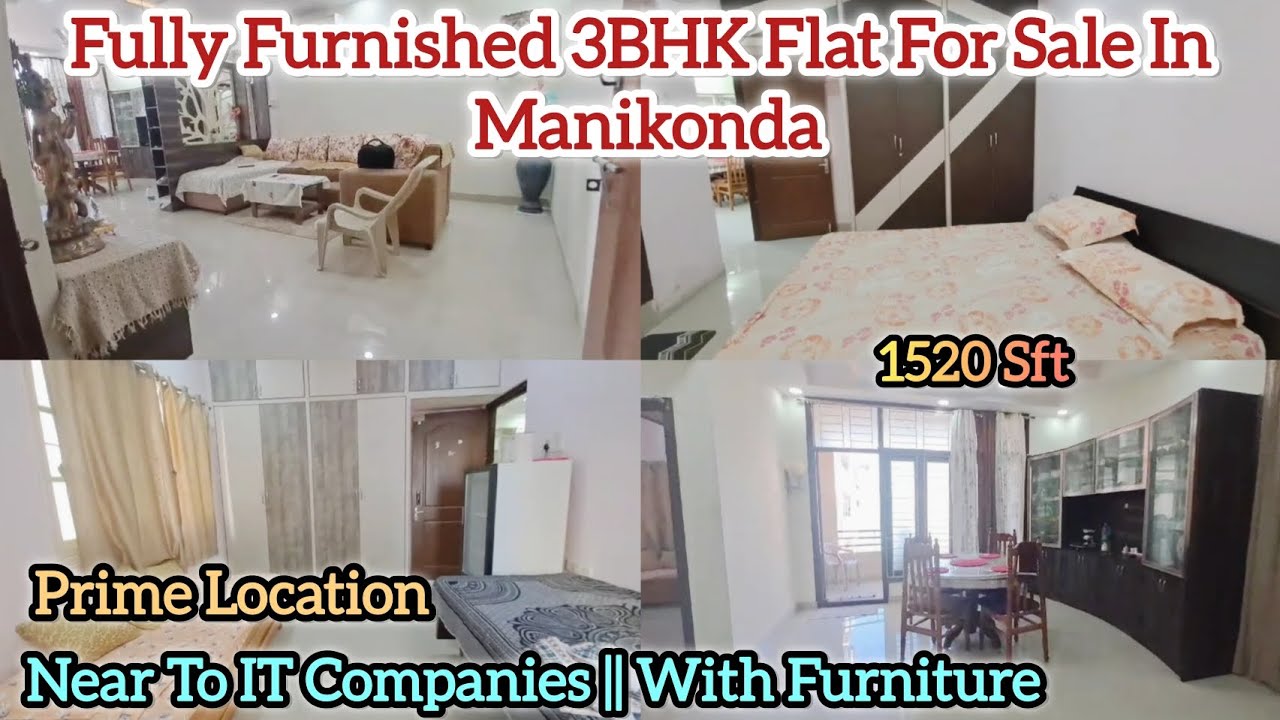 Fully Furnished 3BHK Flat For Sale In Manikonda || West  || Near to IT Companies || Code: BSR- 13✨️