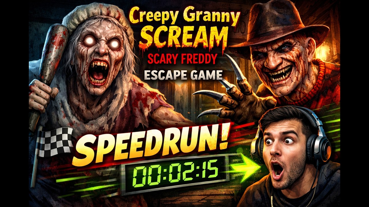 Creepy Granny Scream: Scary Freddy Speedrun. #foryou #viralvideo #banglagaming #escapegame #gameplay