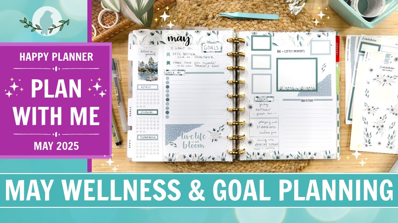 May Wellness & Goals Plan With Me | Monthly Layout | Soft Florals | Happy Planner