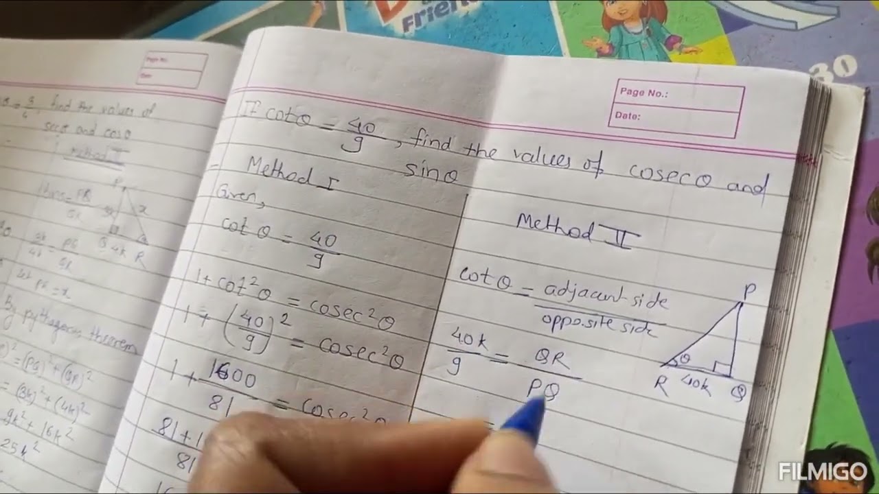 10 th maths# If cot=40/9, Find the values of cosecθ and sinθ# SSC Board# marathi explanation
