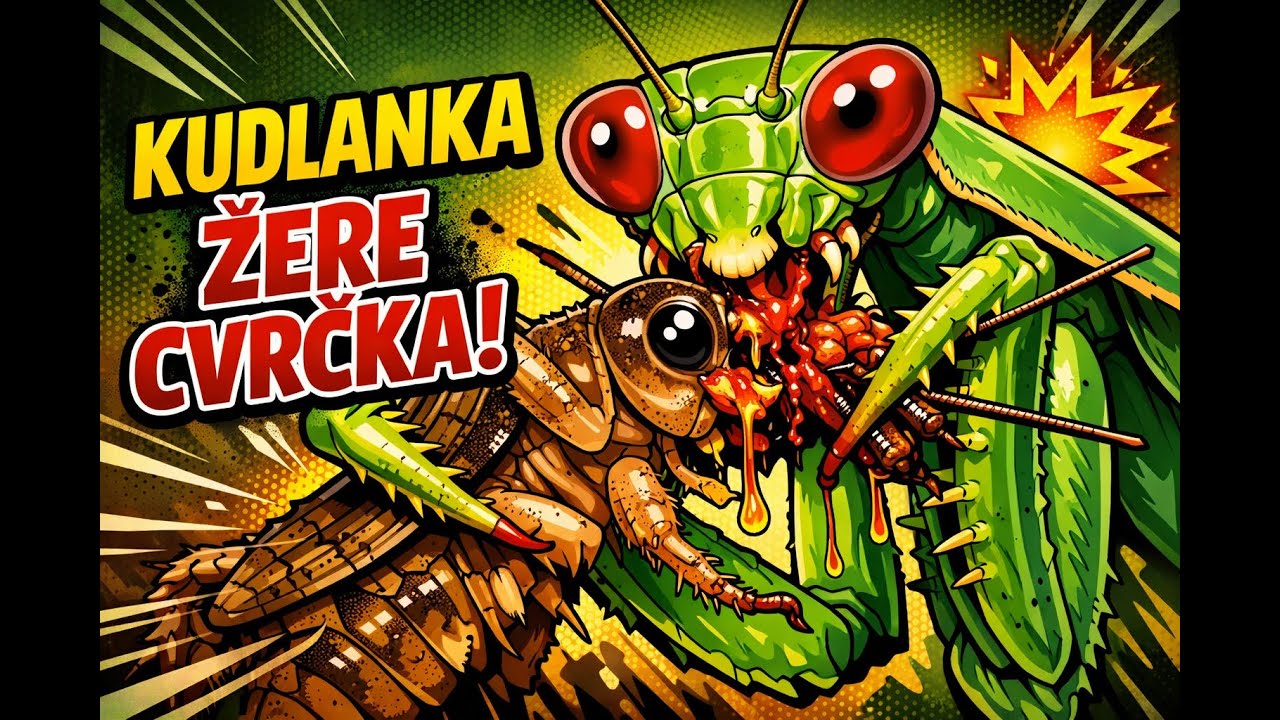 Praying mantis Hierodula membranacea eats a cricket