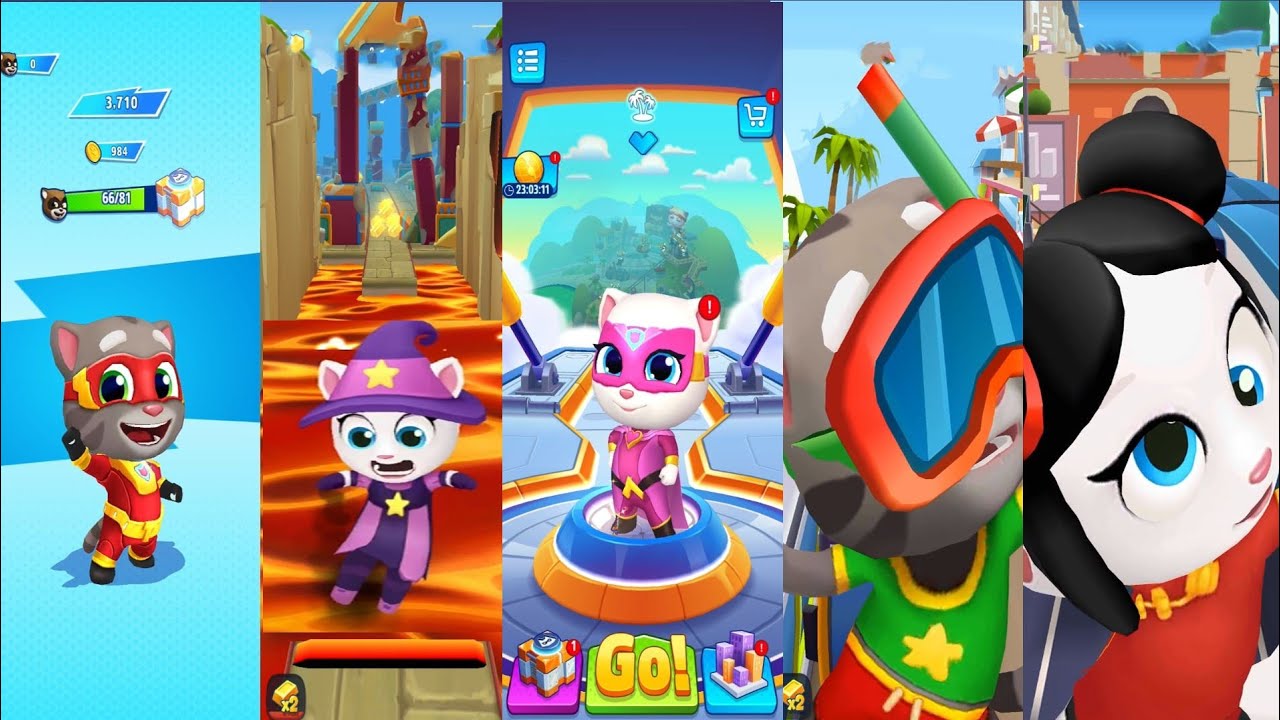 Reverse Gold Run vs Hero Dash Lava Falls Lucky Angela Super Angela Unlock