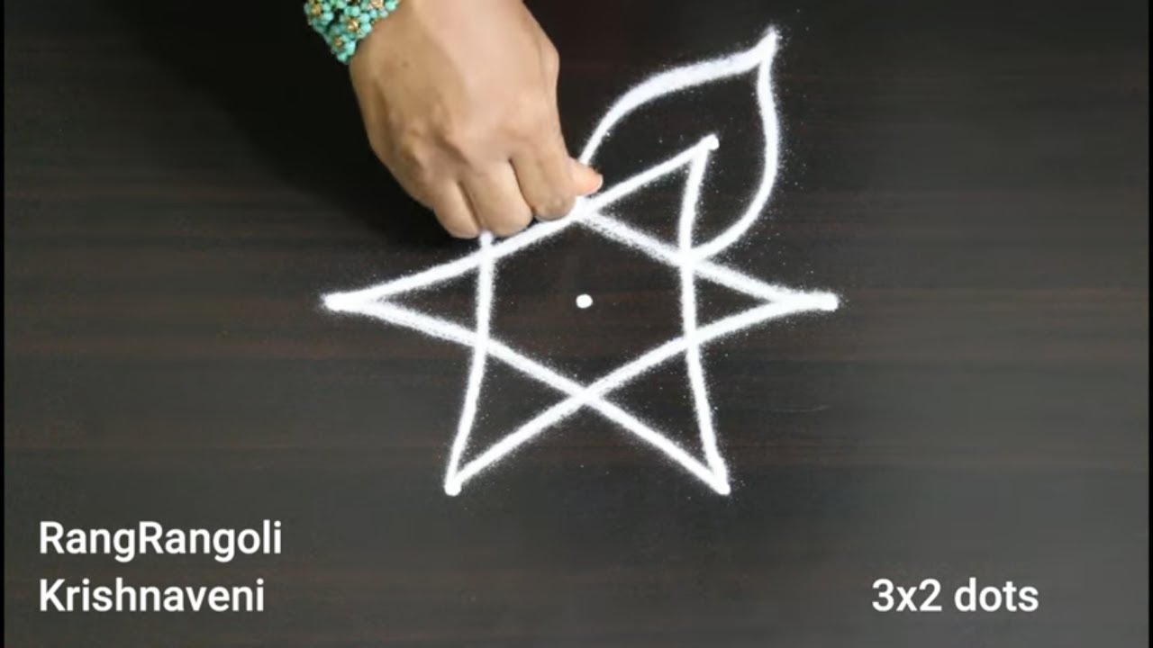 Small Kolam Designs🍀3x2 dots Easy Ugadi Muggulu🍀Daily Rangoli🍀RangRangoli Krishnaveni