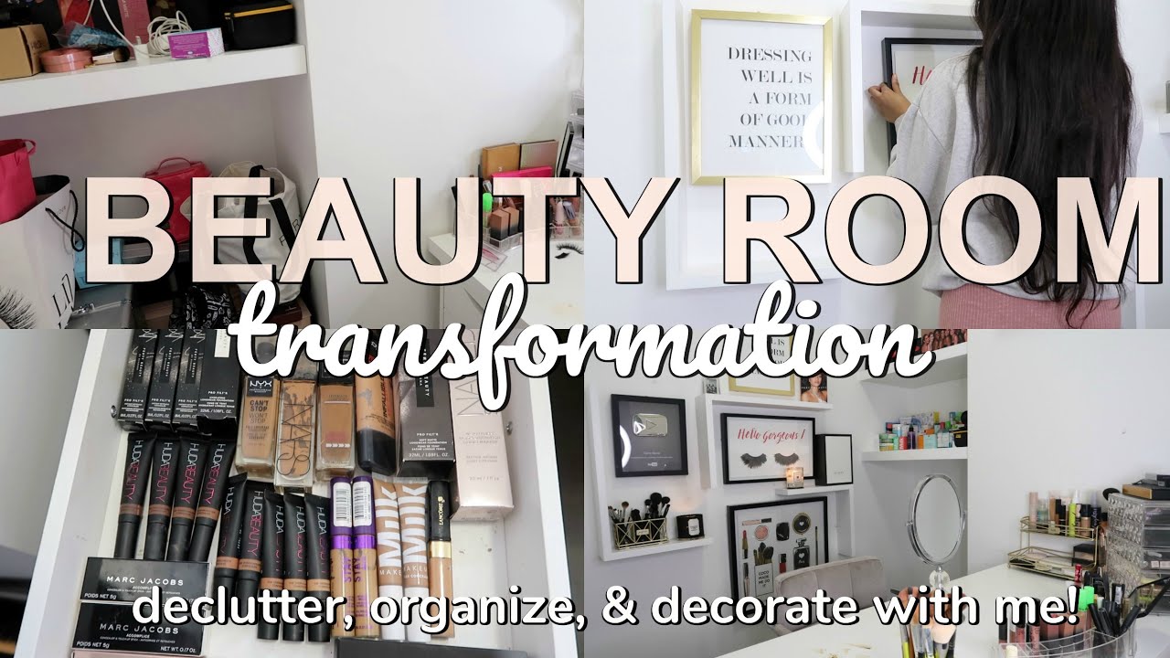 DECLUTTER WITH ME! EXTREME BEAUTY ROOM TRANSFORMATION! BEAUTY ROOM TOUR | DANA ALEXIA