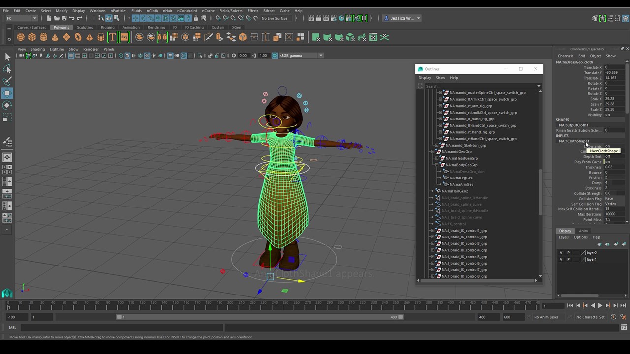 Cloth on a Character Rig: Namid by Jess Wrubel