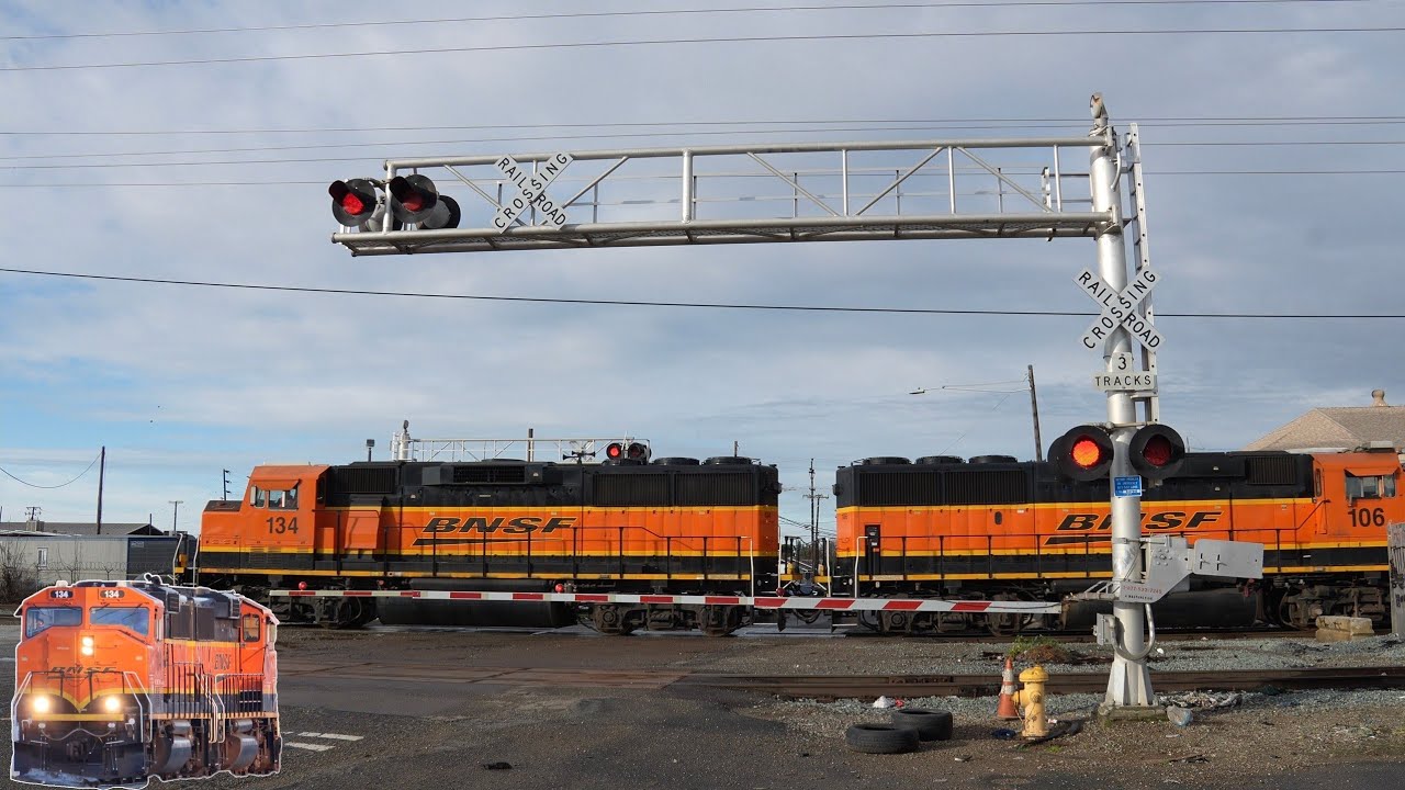 BNSF 134 Yard Switcher 303 E, Miner Ave. Railroad Crossing, Stockton CA (BNSF on CCT)