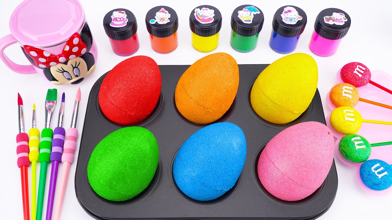 Oddly Satisfying Video 🌈 How To Make 6 Giant Glitter Eggs Lollipop Candy Labubu & Disney Cup ASMR