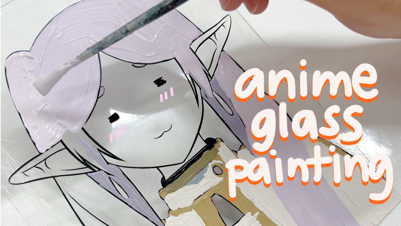 ANIME GLASS PAINTING TUTORIAL ♡ by: kana.paints 🍓 (no talking w/ captions)