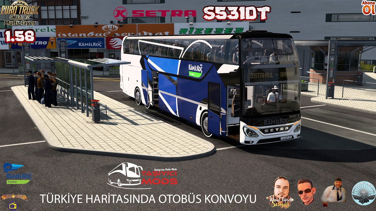 ETS2 1.58 TasıyıcıMap Setras531DT Kamil Koc Flixbus Otobüs Konvoyu yapıyoruz #ets2 #setra #kamilkoç