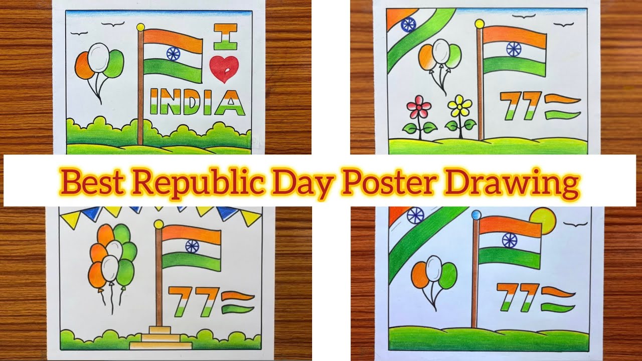 Four Best Republic Day Poster Drawing / Republic Day Drawing /Republic Day Drawing Easy