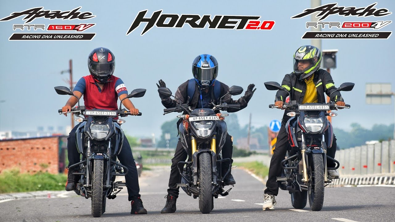 Honda Hornet 2.0 vs Apache 160 4v vs Apache 200 4v | Drag Race |  Who Wil Win ?